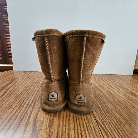 Bearpaw Eva Youth Winter Snow Boots Girls 3 Brown Suede Pull On Round Toe Sherpa - Picture 3 of 11